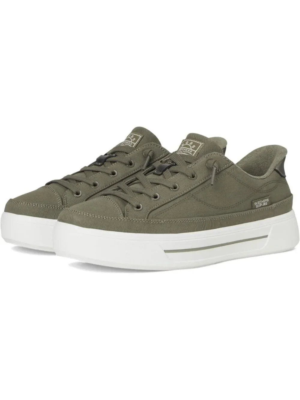 Women's Olive Tennis Shoes Classic Pull On Low Top Athletic Running Sneaker